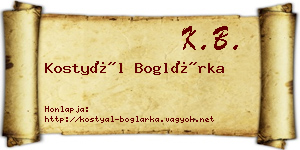 Kostyál Boglárka névjegykártya
